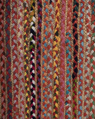 Striped Brown Chindi and Jute Dhurrie - 5