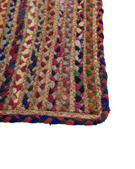 Striped Brown Chindi and Jute Dhurrie - 4
