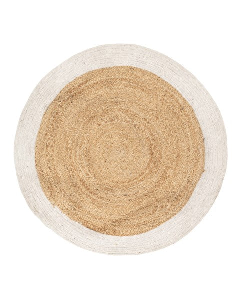 Bordered Brown Jute and Cotton Dhurrie - 2