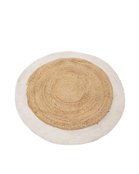 Bordered Brown Jute and Cotton Dhurrie - 3