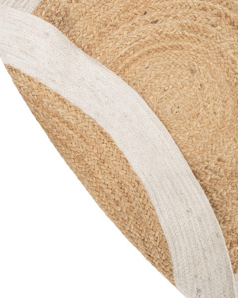 Bordered Brown Jute and Cotton Dhurrie - 5