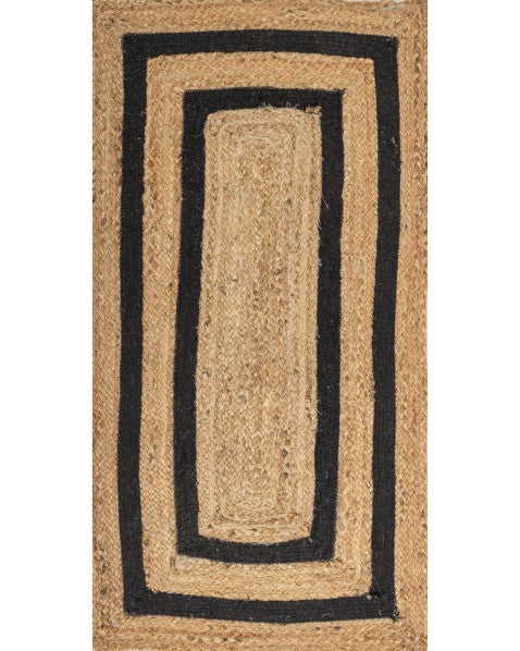 Geometric Brown Jute and Cotton Dhurrie - 2
