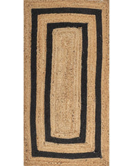 Geometric Brown Jute and Cotton Dhurrie - 2