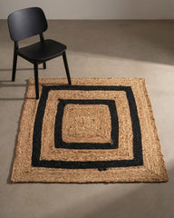Geometric Brown Jute and Cotton Dhurrie - 1