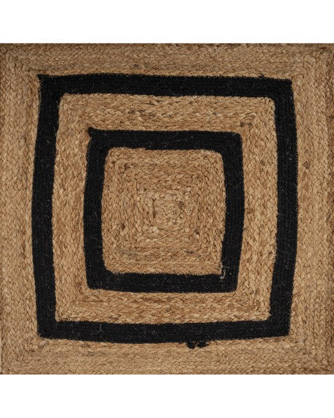 Geometric Brown Jute and Cotton Dhurrie - 2