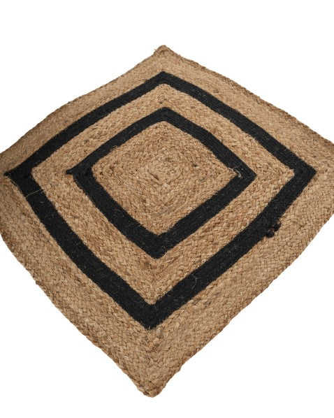 Geometric Brown Jute and Cotton Dhurrie - 3