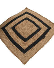Geometric Brown Jute and Cotton Dhurrie - 3