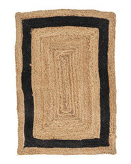Bordered Brown Jute and Cotton Dhurrie - 2
