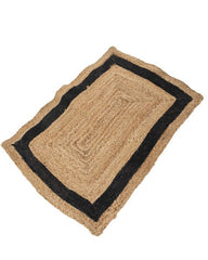 Bordered Brown Jute and Cotton Dhurrie - 3
