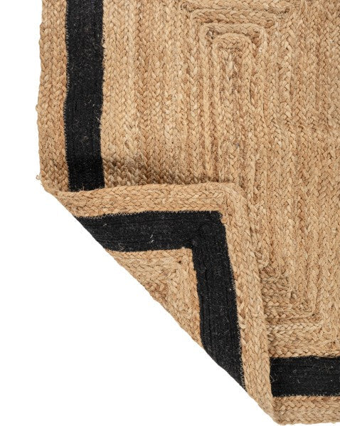 Bordered Brown Jute and Cotton Dhurrie - 5
