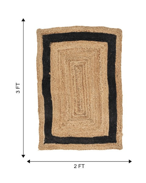 Bordered Brown Jute and Cotton Dhurrie - 7