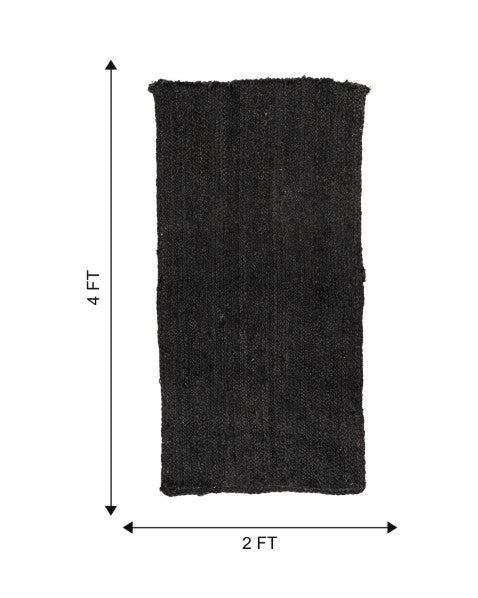Solid Black Jute Dhurrie - 7