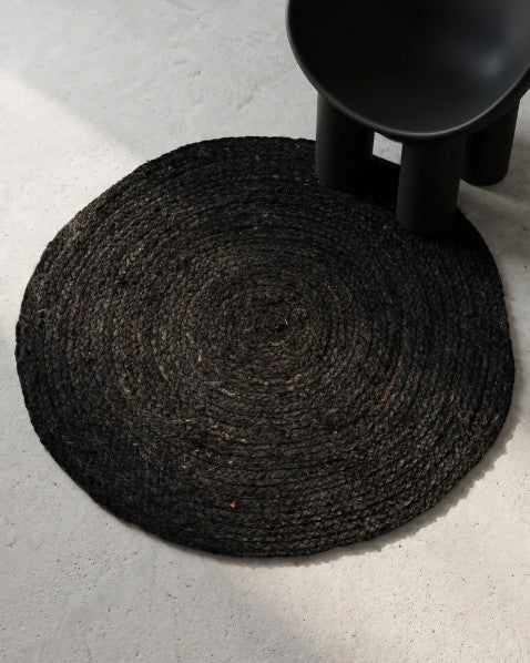 Solid Black Jute Dhurrie - 1