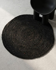 Solid Black Jute Dhurrie - 1