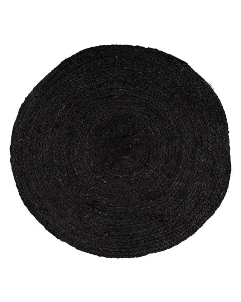 Solid Black Jute Dhurrie - 2