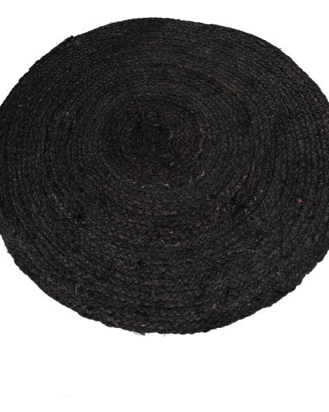 Solid Black Jute Dhurrie - 3