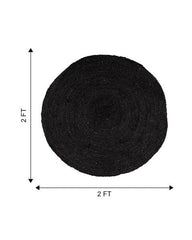 Solid Black Jute Dhurrie - 7