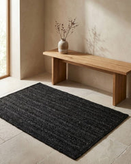 Solid Black Jute Dhurrie - 1
