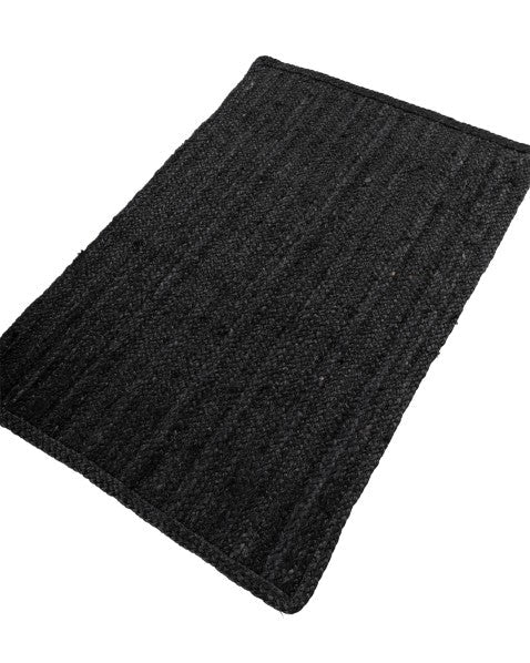 Solid Black Jute Dhurrie - 3