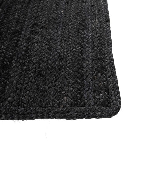 Solid Black Jute Dhurrie - 4