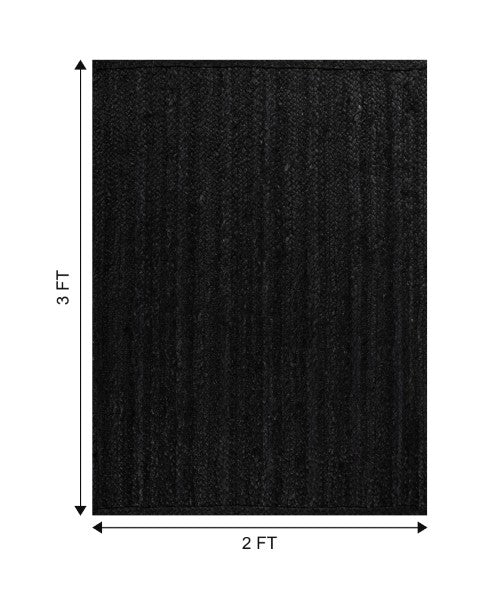 Solid Black Jute Dhurrie - 6