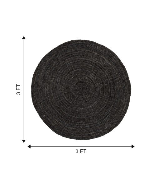 Solid Black Jute Dhurrie - 7