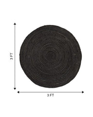 Solid Black Jute Dhurrie - 7
