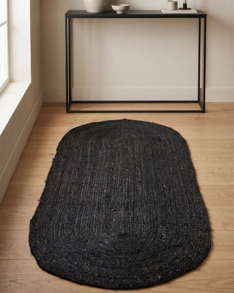 Solid Black Jute Dhurrie - 1