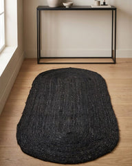 Solid Black Jute Dhurrie - 1