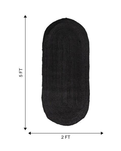 Solid Black Jute Dhurrie - 7