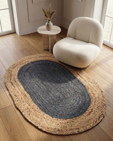 Bordered Brown Jute Dhurrie - 1