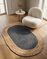 Bordered Brown Jute Dhurrie - 1