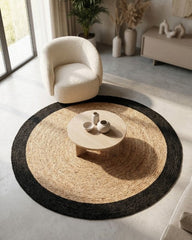 Bordered Brown Jute Dhurrie - 1
