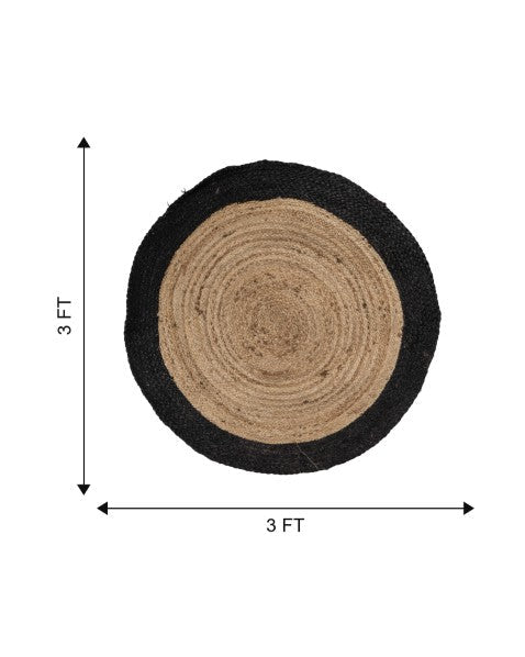 Bordered Brown Jute Dhurrie - 7