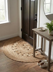 Braided Solid Brown Jute Dhurrie - 1
