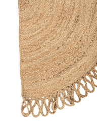 Fringed Brown Jute Dhurrie - 3