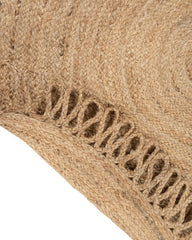 Fringed Brown Jute Dhurrie - 5