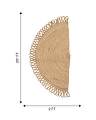 Fringed Brown Jute Dhurrie - 7