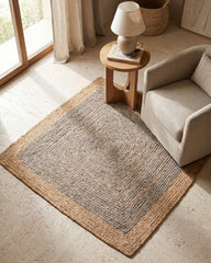Bordered Brown Jute Dhurrie - 1