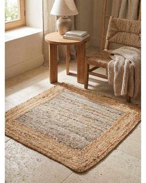 Bordered Brown Jute Dhurrie - 2