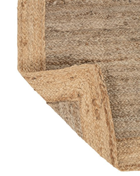 Bordered Brown Jute Dhurrie - 5