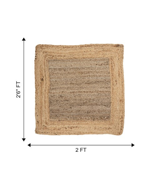 Bordered Brown Jute Dhurrie - 7