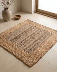 Bordered Brown Jute Dhurrie - 1