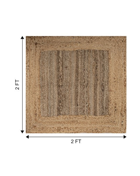 Bordered Brown Jute Dhurrie - 6