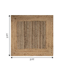 Bordered Brown Jute Dhurrie - 6