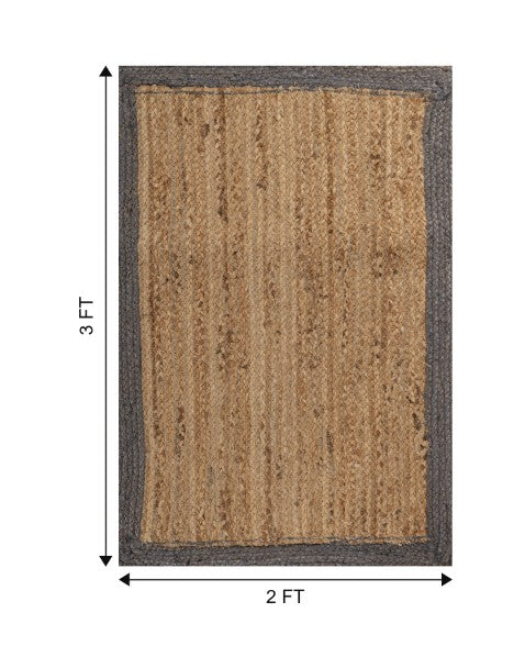 Bordered Brown Jute Dhurrie - 6