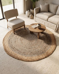 Bordered Brown Jute Dhurrie - 1