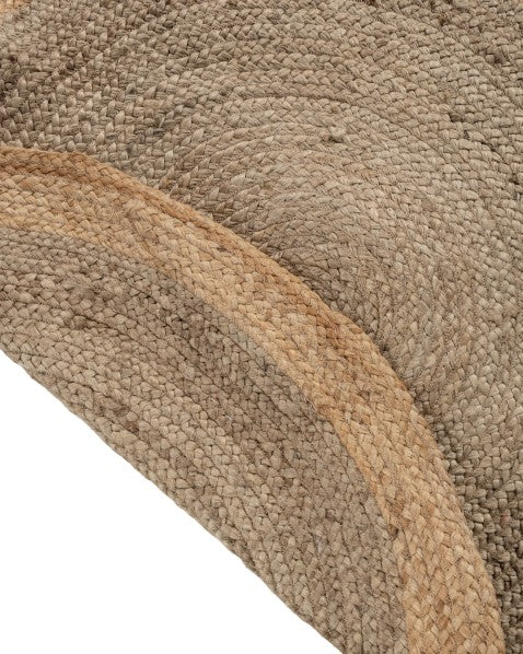 Bordered Brown Jute Dhurrie - 5