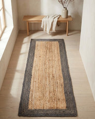 Bordered Brown Jute Dhurrie - 1