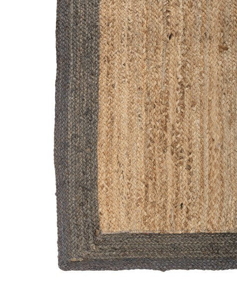 Bordered Brown Jute Dhurrie - 4